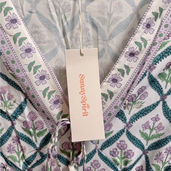 Sunny Spirit Floral Patterned Maxi Dress with Tassels large NWT - Picture 2 of 8